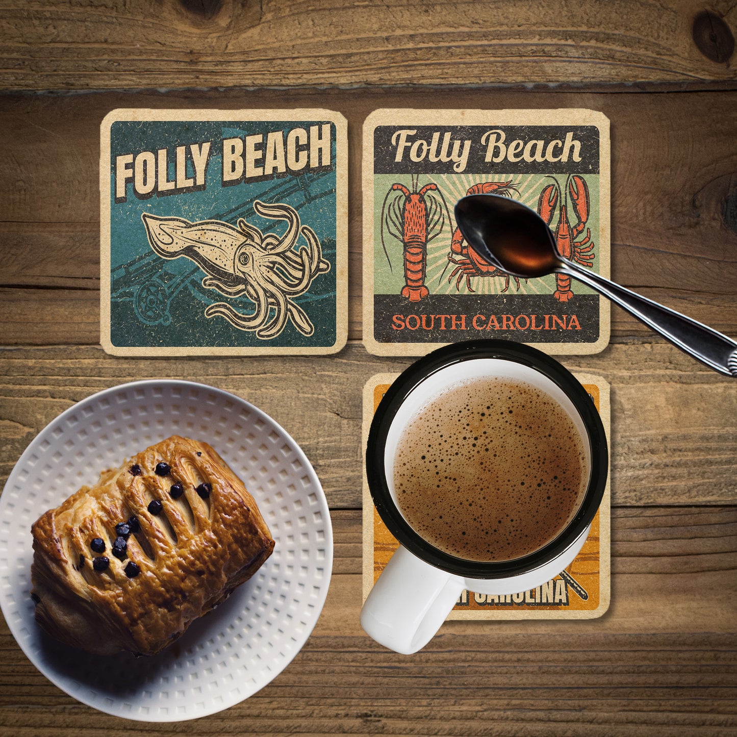 Folly Beach Vintage Coaster Set