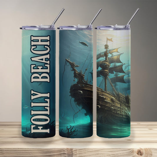 Folly Beach Shipwreck Skinny Tumbler