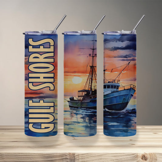 Gulf Shores Sunset Skinny Tumbler
