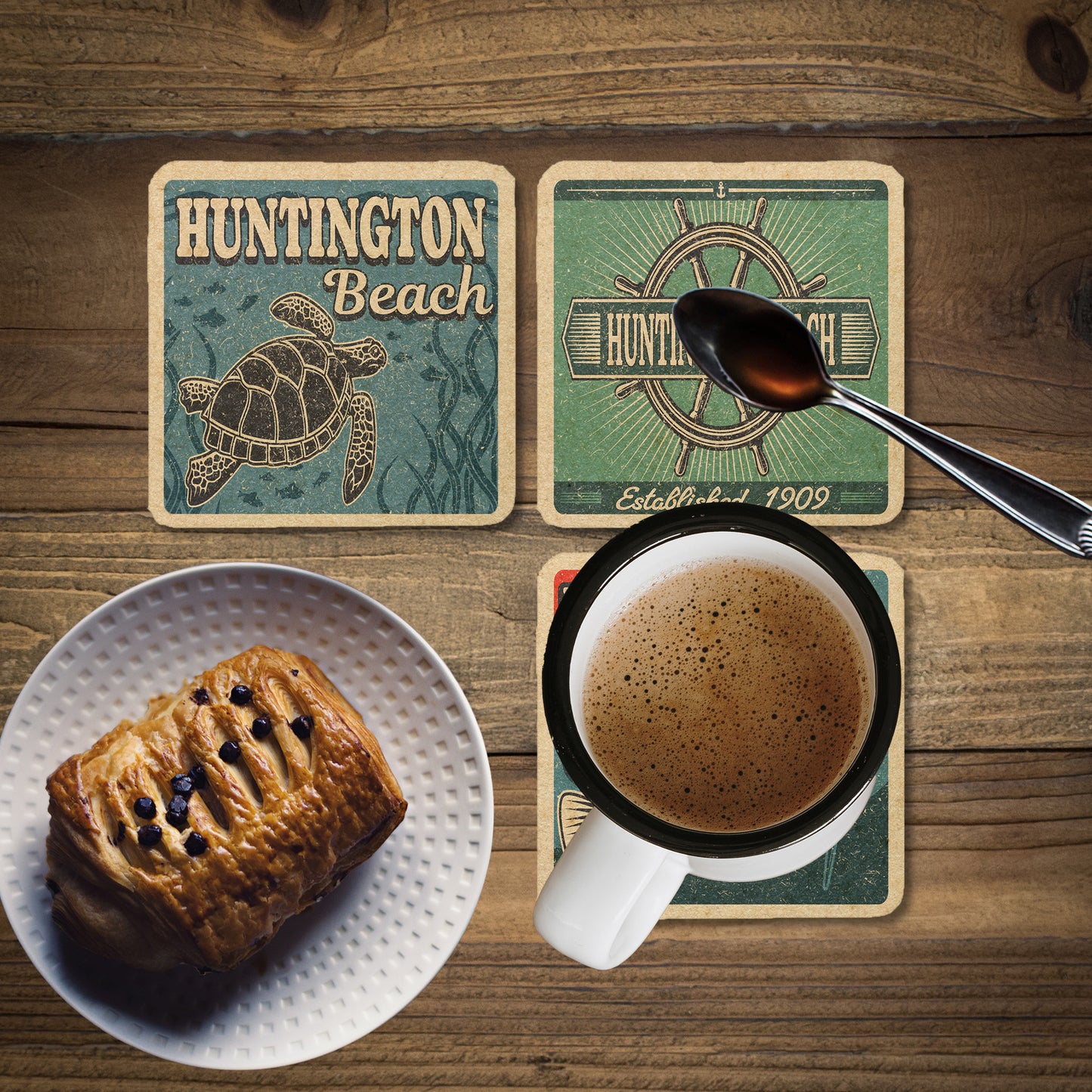 Huntington Beach Vintage Coaster Set