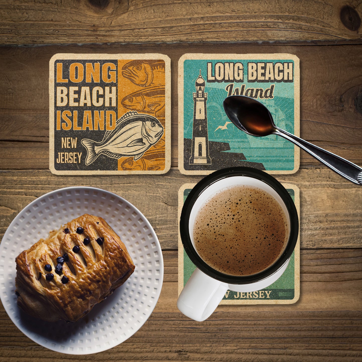 Long Beach Island Vintage Coaster Set