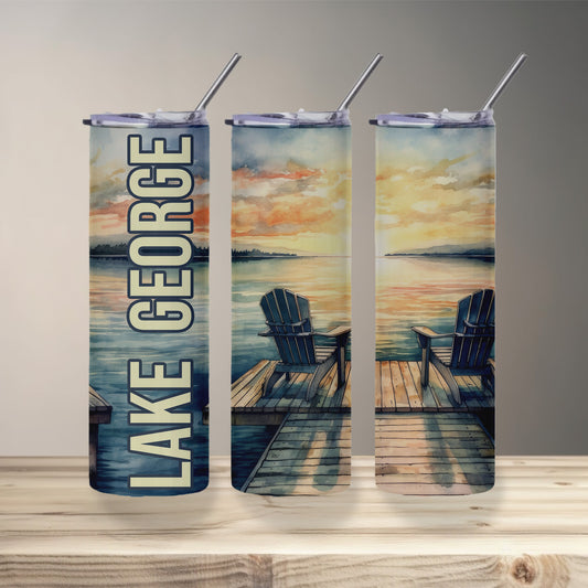 Lake George Dock Skinny Tumbler