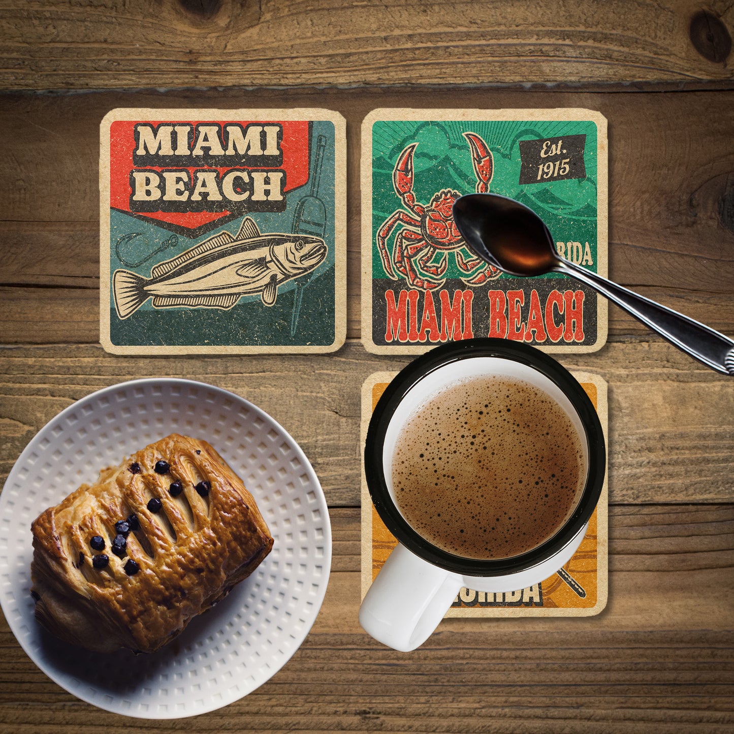 Miami Beach Vintage Coaster Set