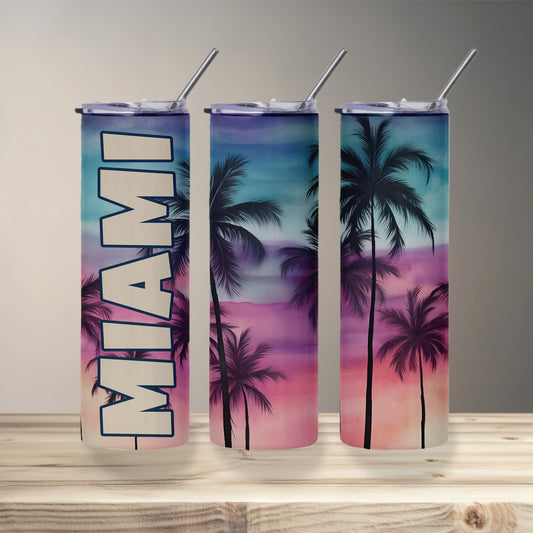Miami Beach Sunset Skinny Tumbler