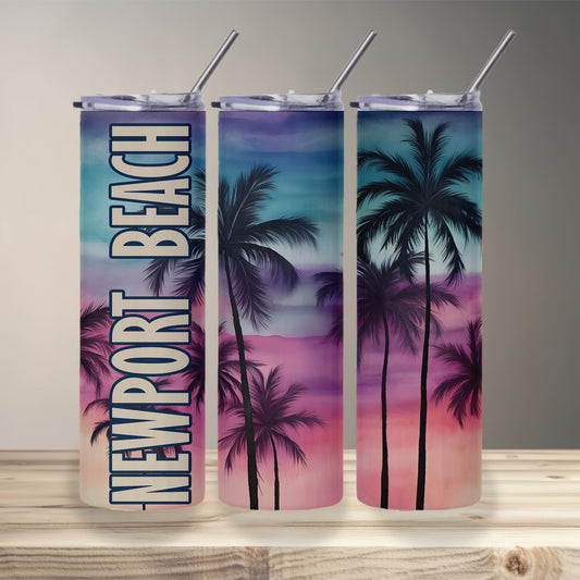 Newport Beach Sunset Skinny Tumbler