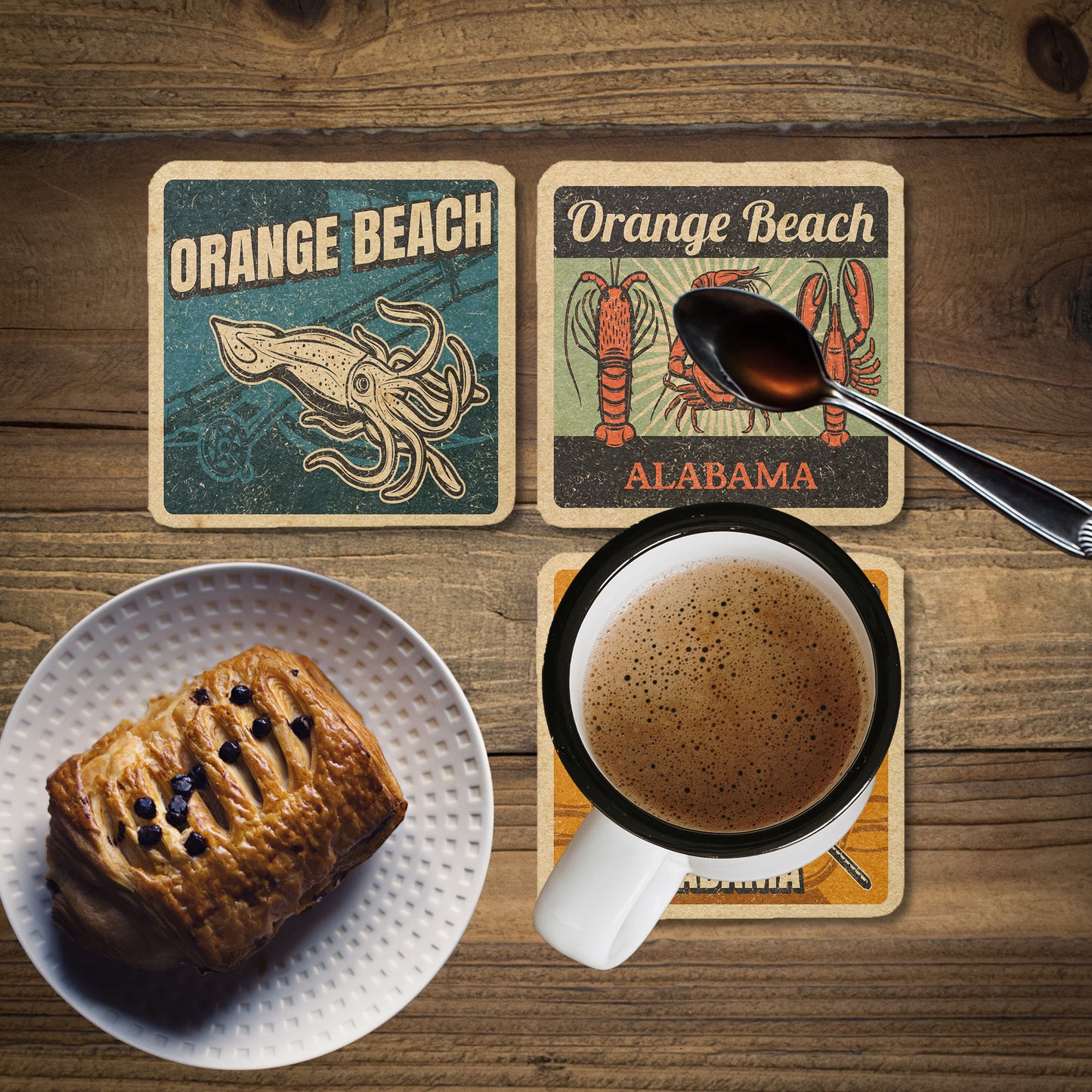 Orange Beach Vintage Coaster Set