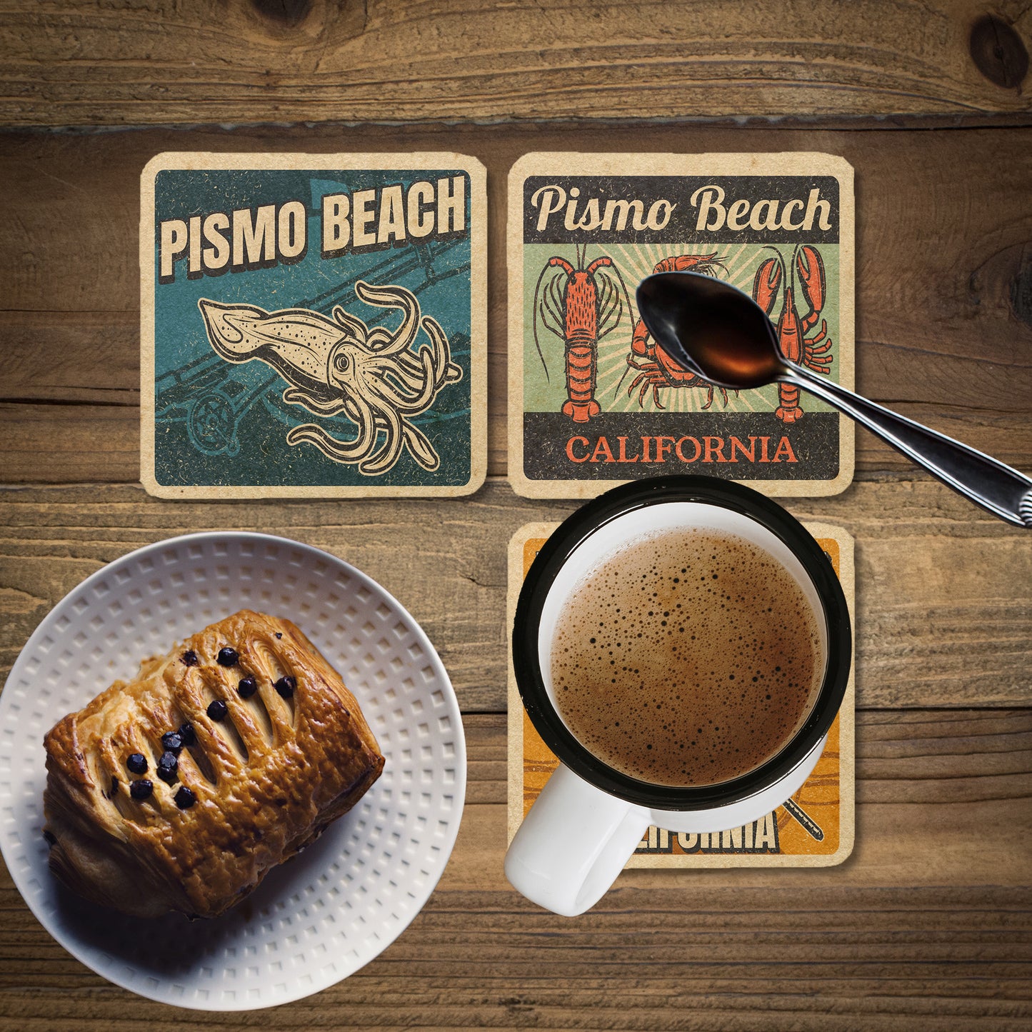 Pismo Beach Vintage Coaster Set
