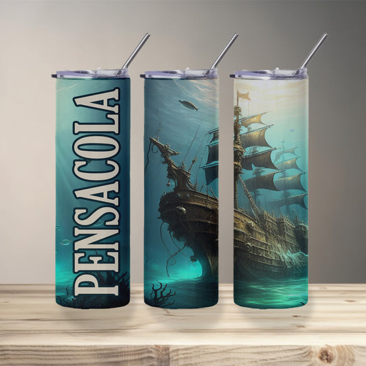 Pensacola Beach Shipwreck Skinny Tumbler