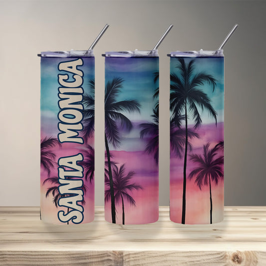 Santa Monica Sunset Skinny Tumbler