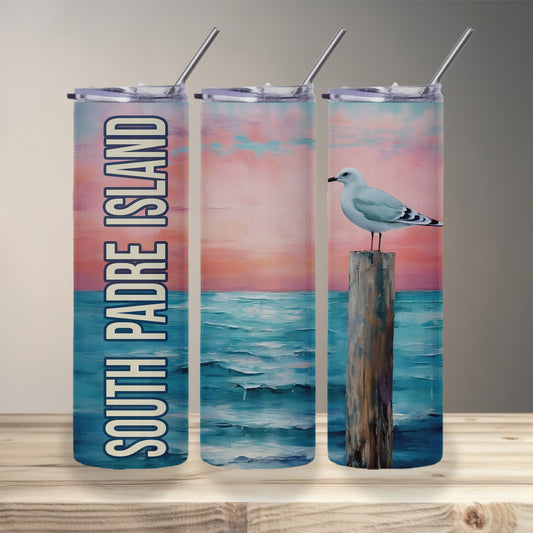 South Padre Island Seagull Skinny Tumbler
