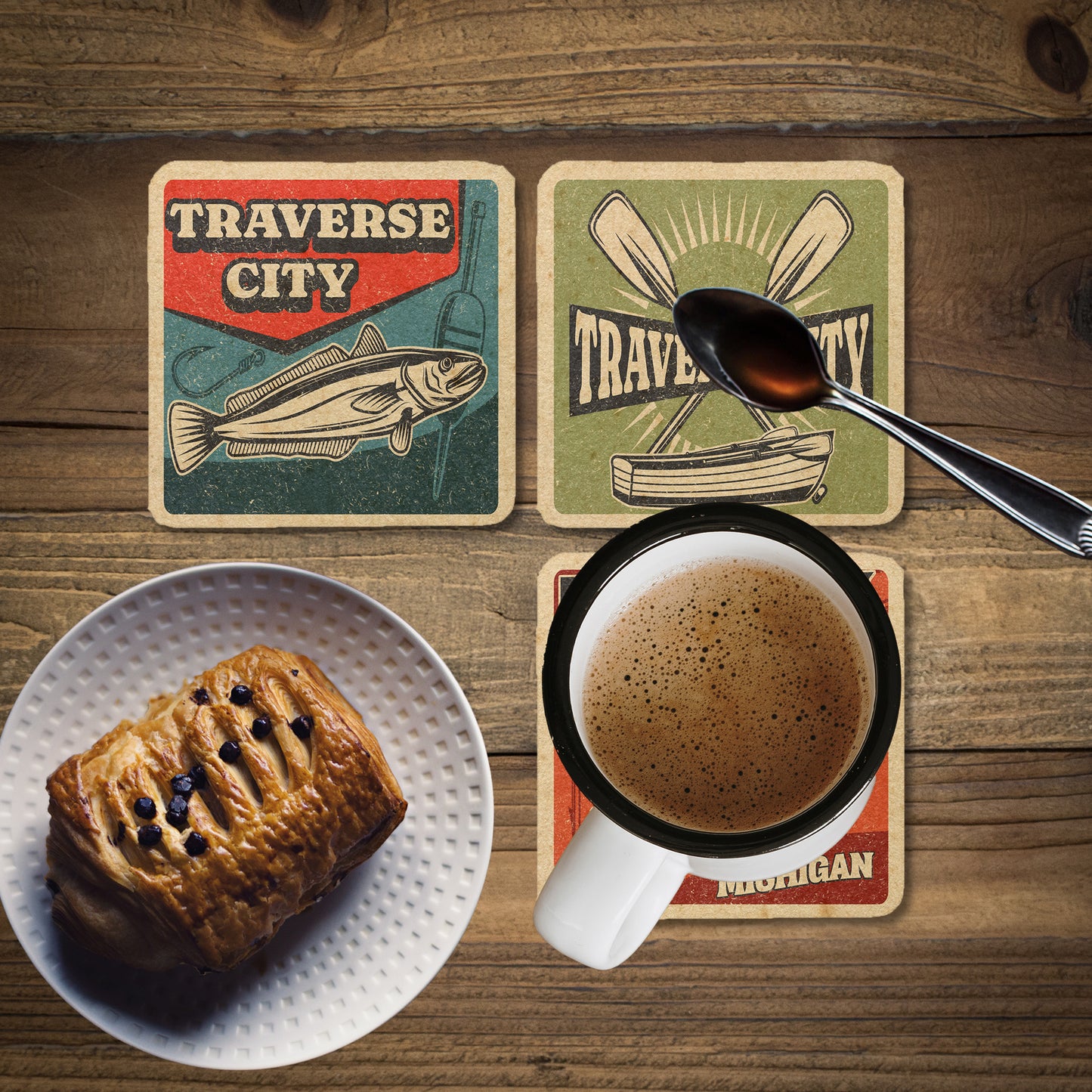 Traverse City Vintage Coaster Set