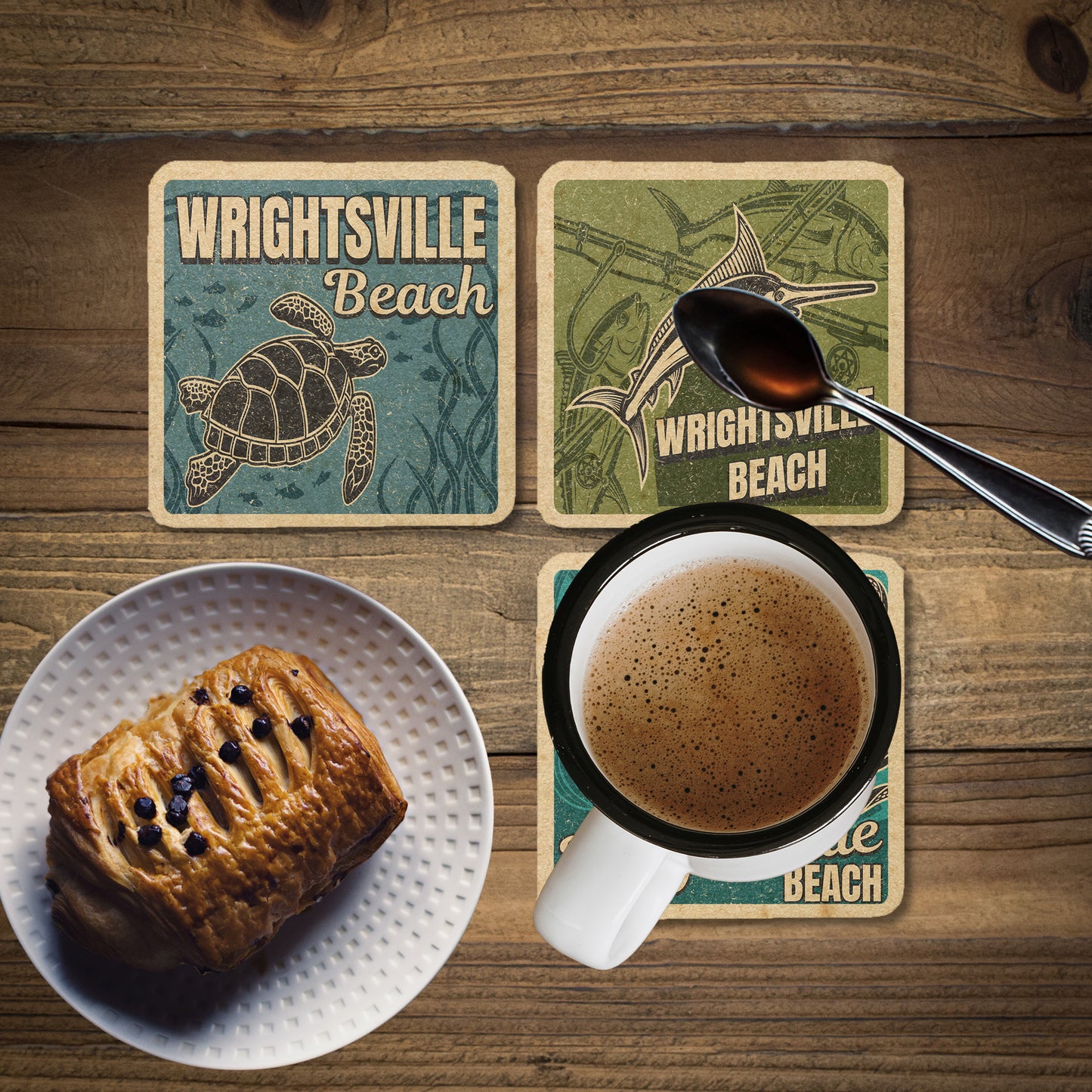 Wrightsville Beach Vintage Coaster Set