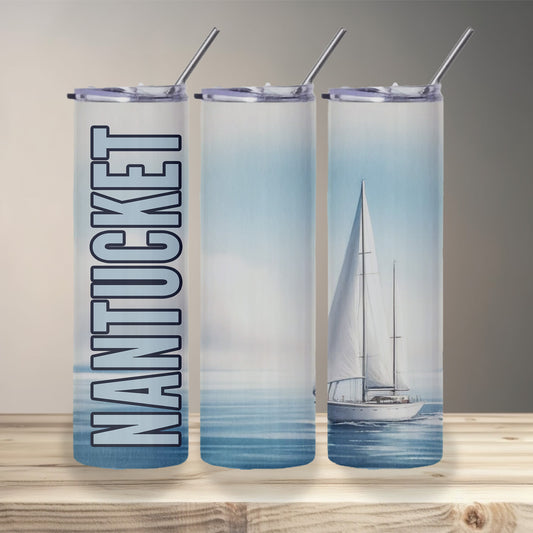 Nantucket Sailboat Skinny Tumbler