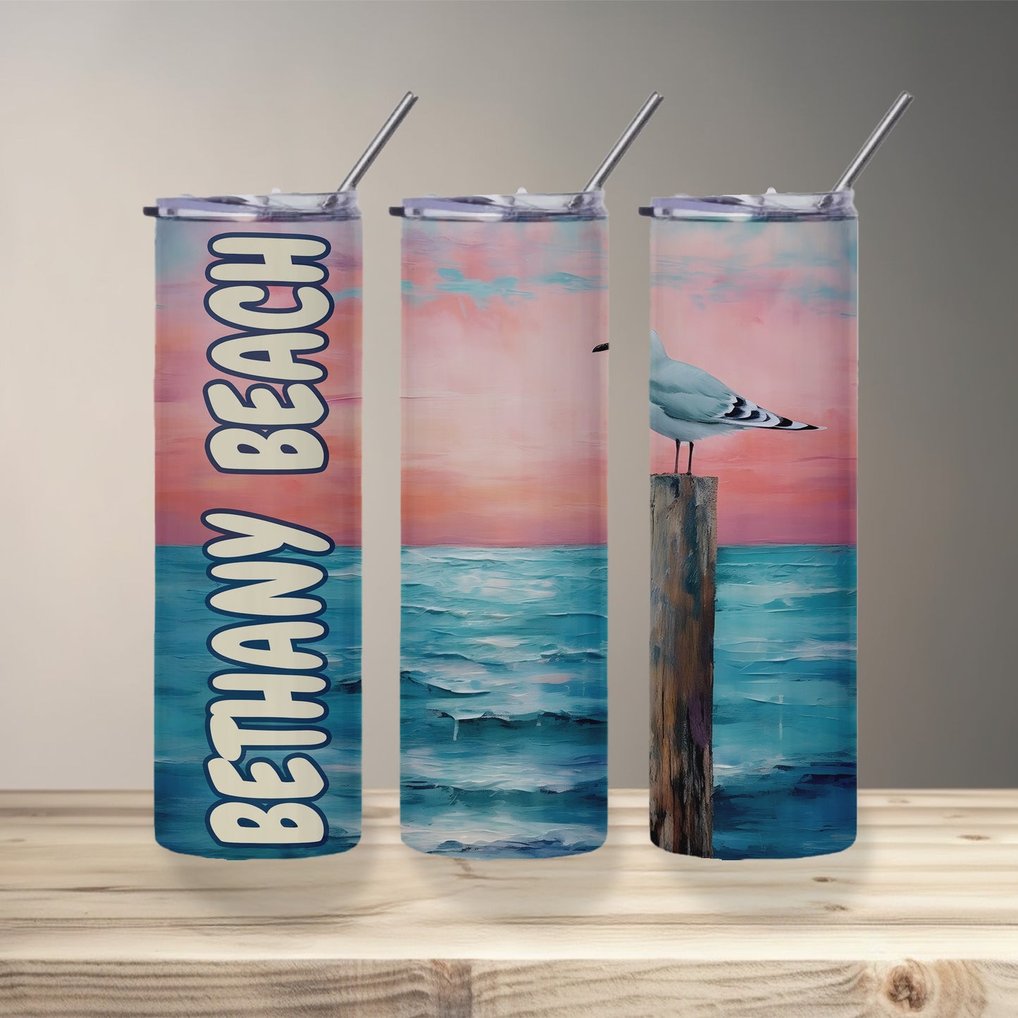 Bethany Beach Seagull Skinny Tumbler