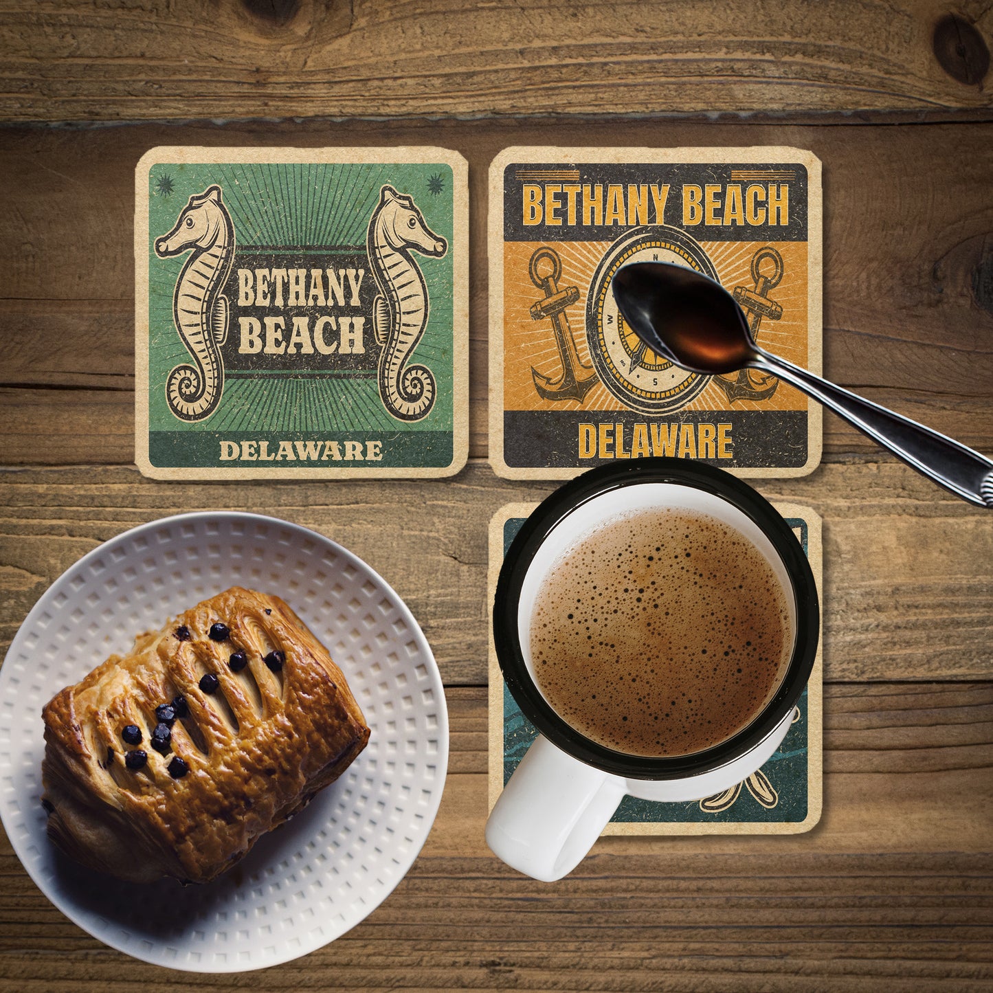 Bethany Beach Vintage Coaster Set