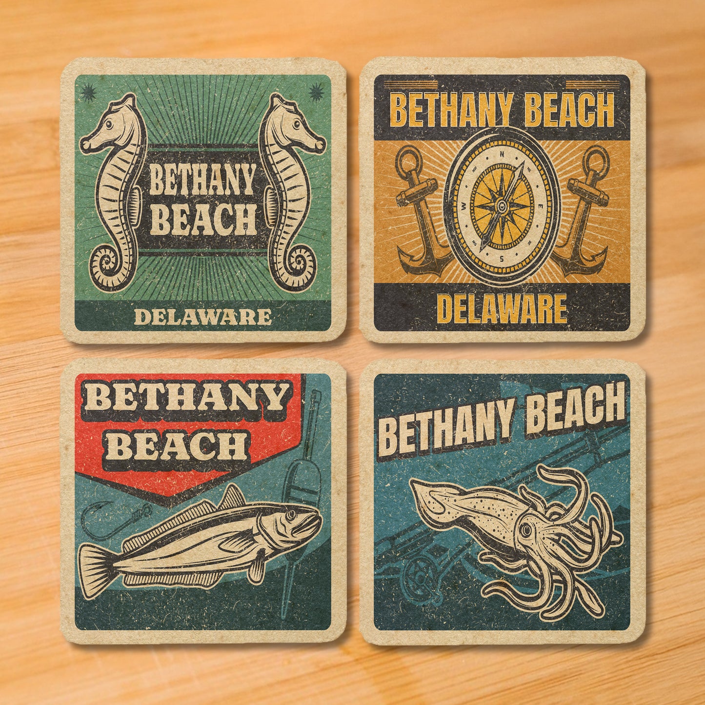 Bethany Beach Vintage Coaster Set