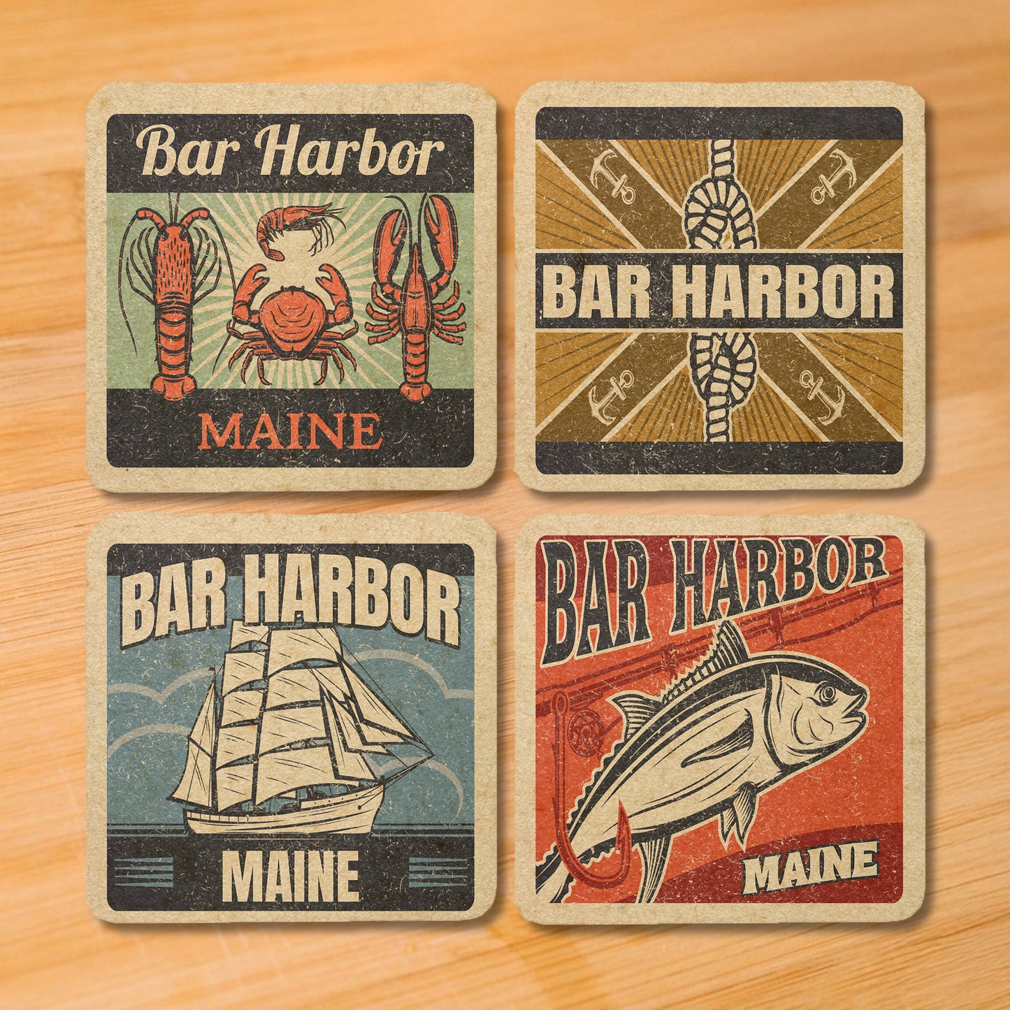 Bar Harbor Vintage Coaster Set