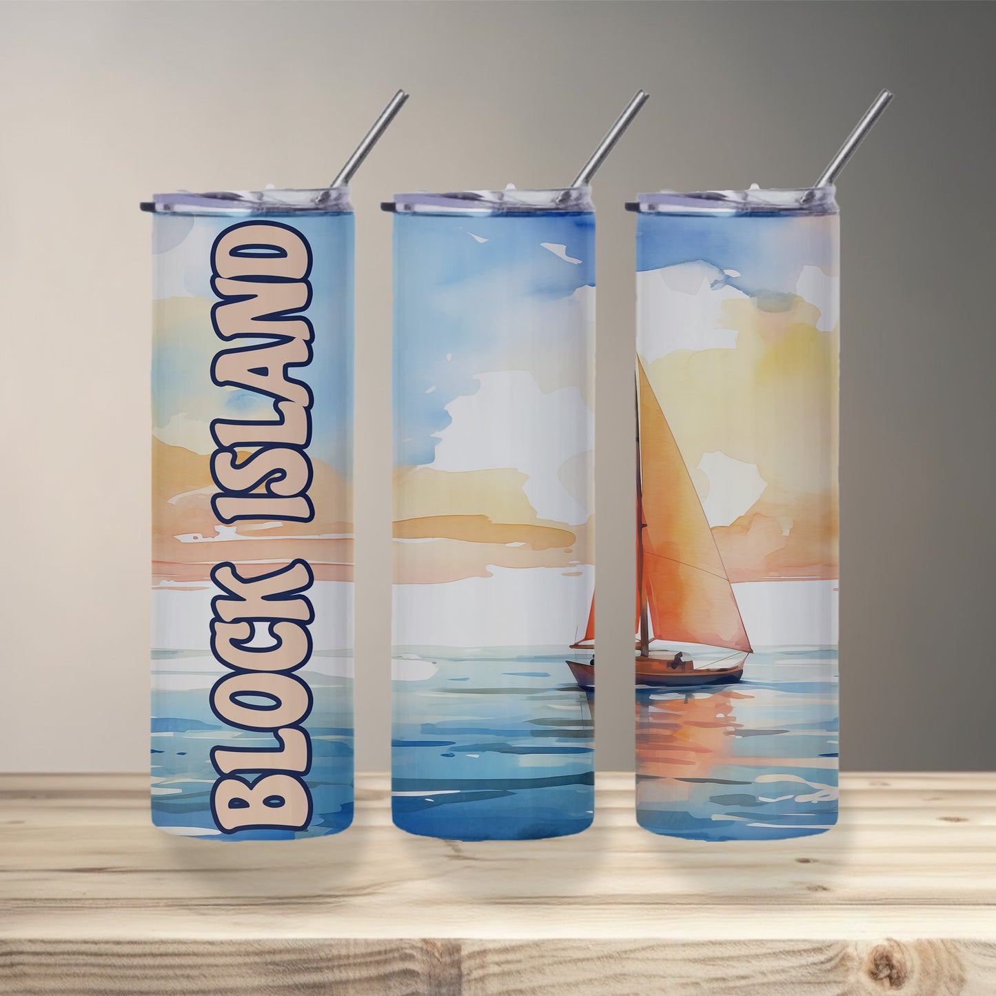 Block Island Sailboat Skinny Tumbler