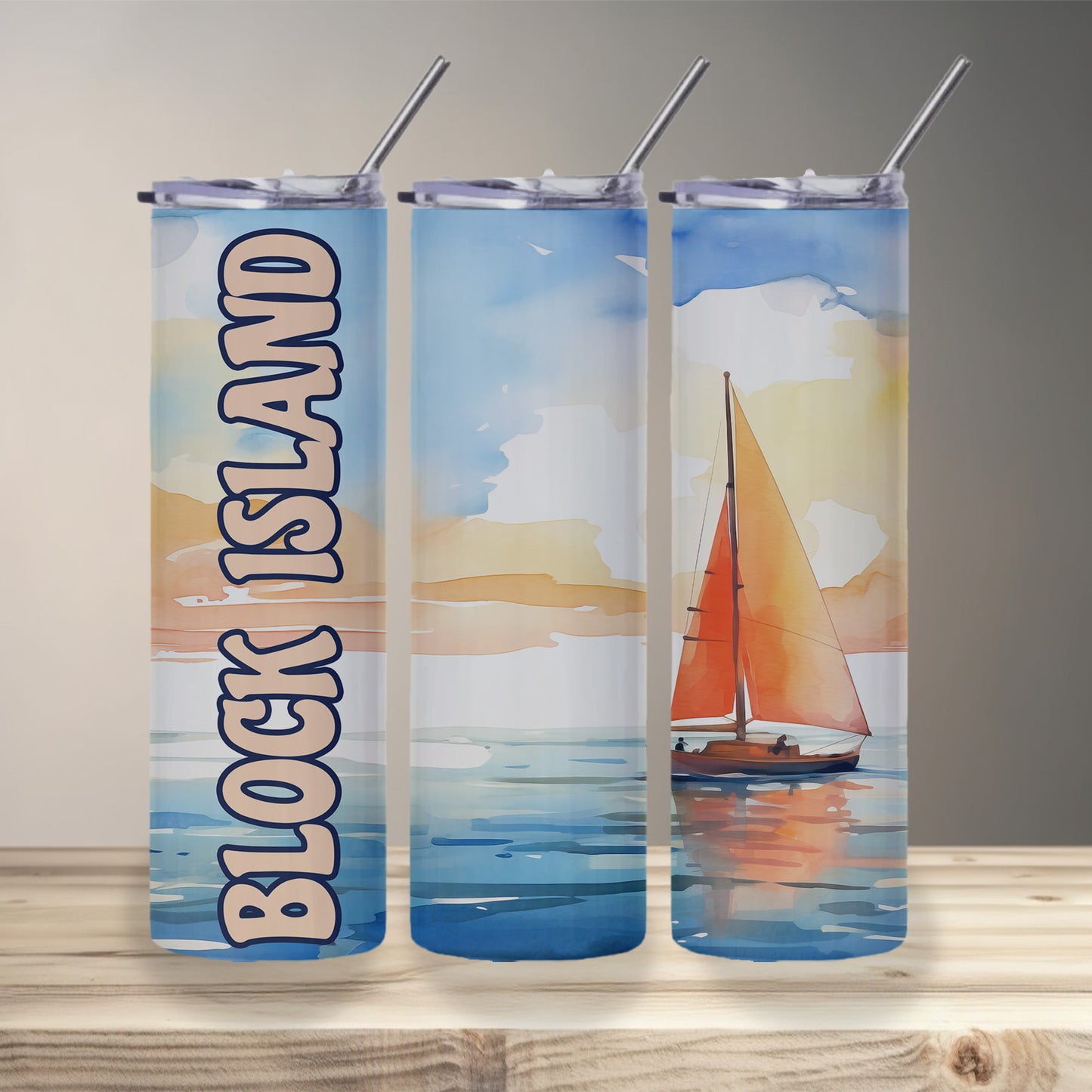 Block Island Sailboat Skinny Tumbler