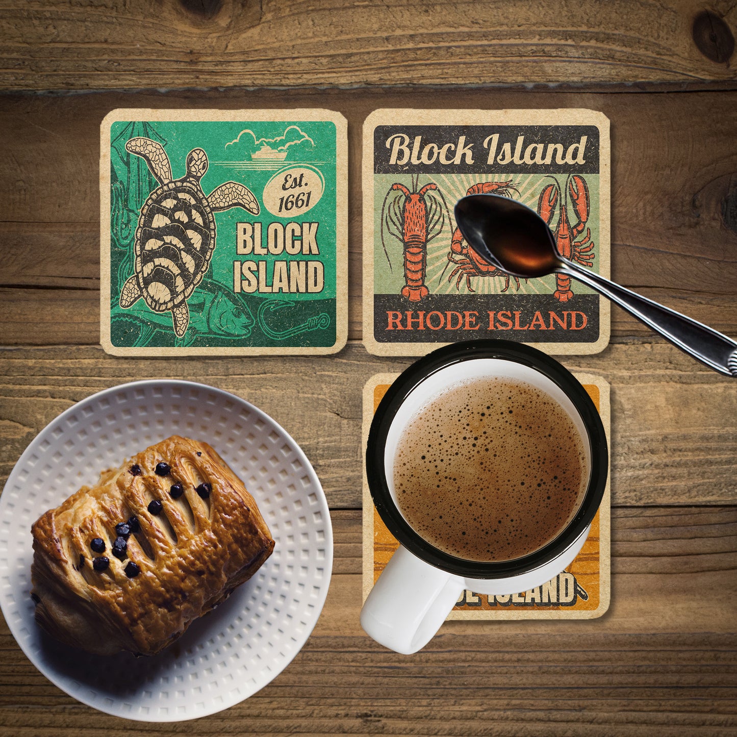 Block Island Vintage Coaster Set