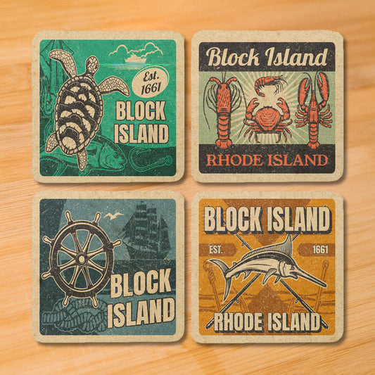 Block Island Vintage Coaster Set