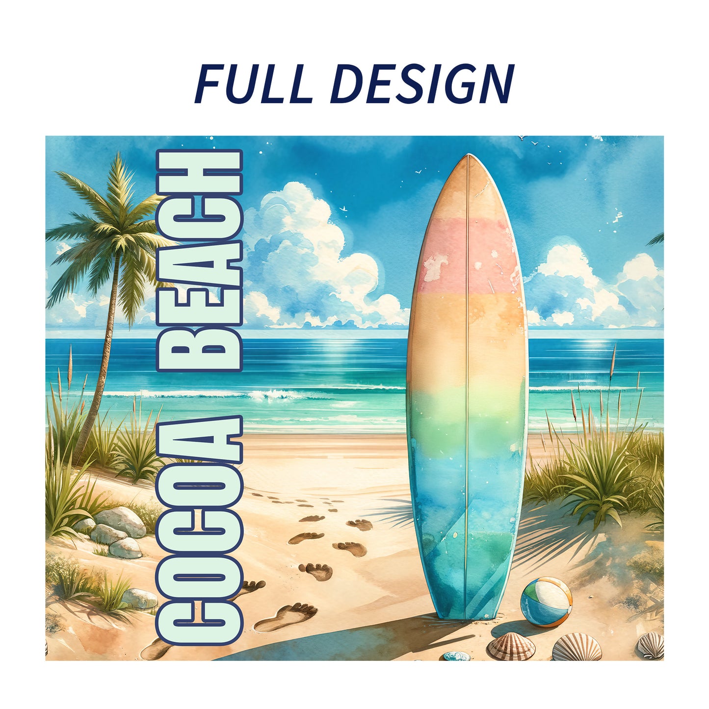 Cocoa Beach Surfboard Skinny Tumbler