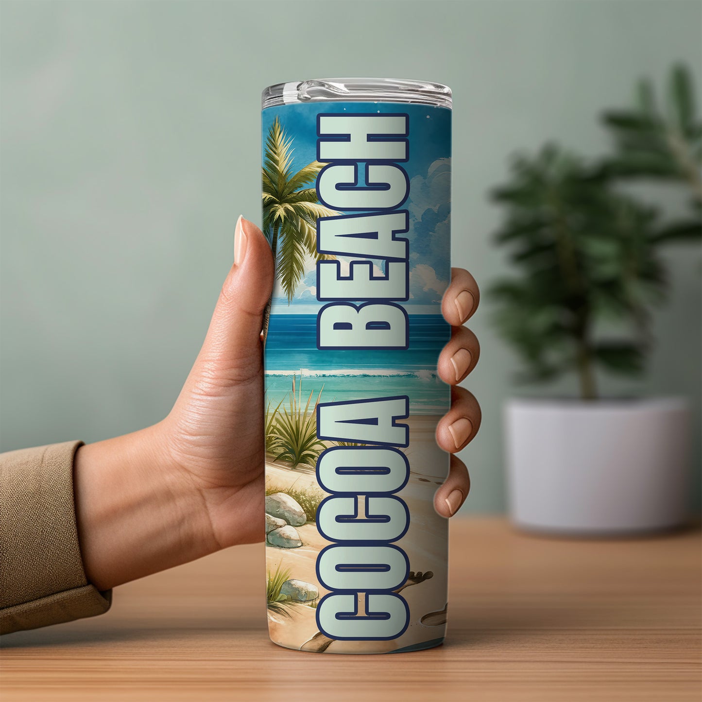 Cocoa Beach Surfboard Skinny Tumbler