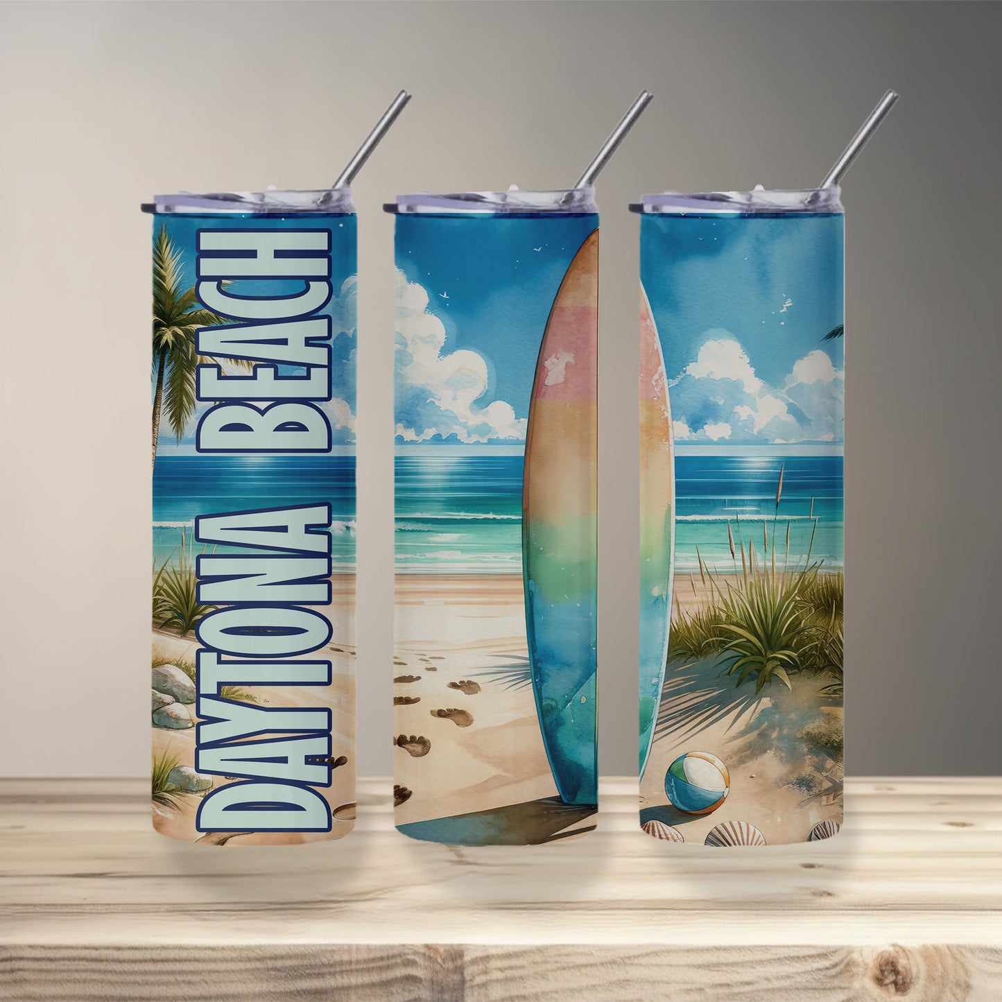 Daytona Beach Surfboard Skinny Tumbler
