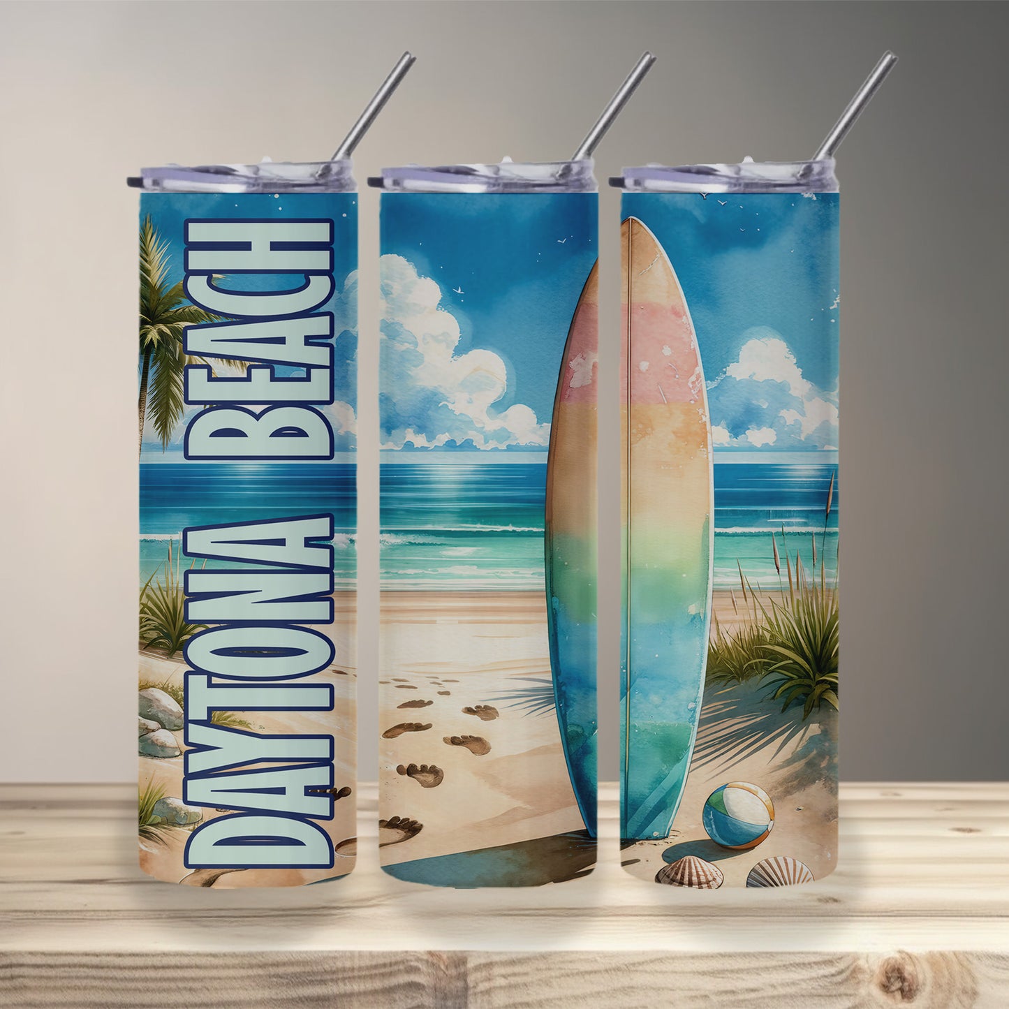 Daytona Beach Surfboard Skinny Tumbler