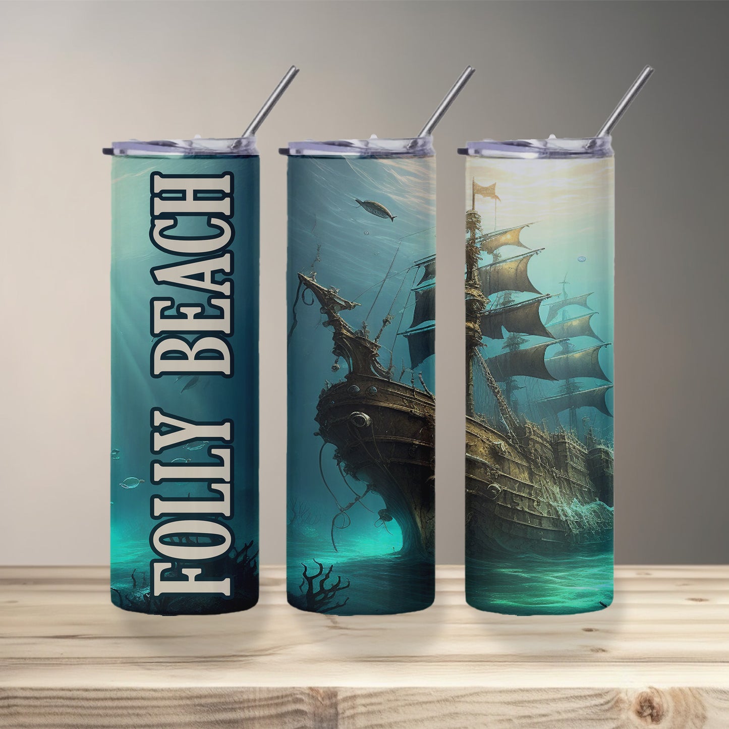 Folly Beach Shipwreck Skinny Tumbler