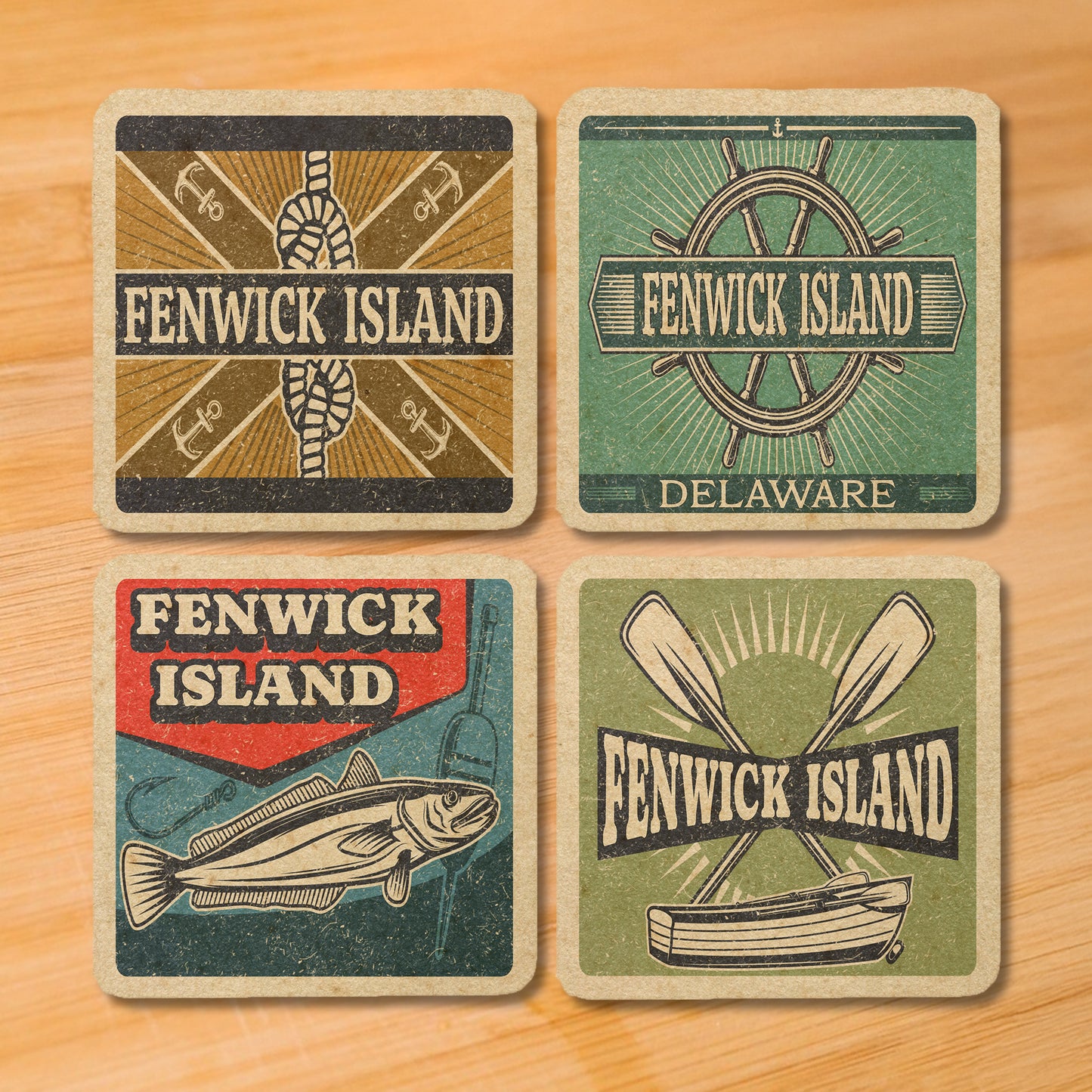 Fenwick Island Vintage Coaster Set