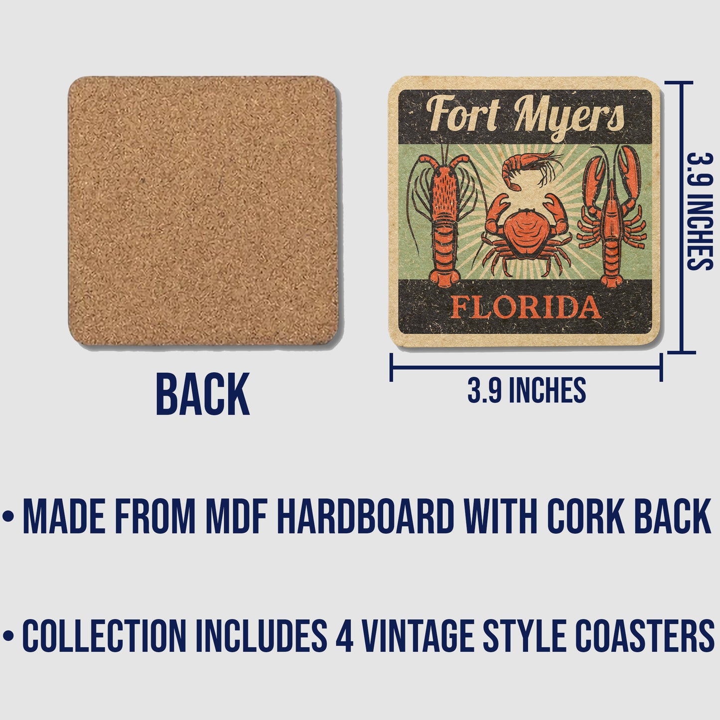 Fort Myers Vintage Coaster Set