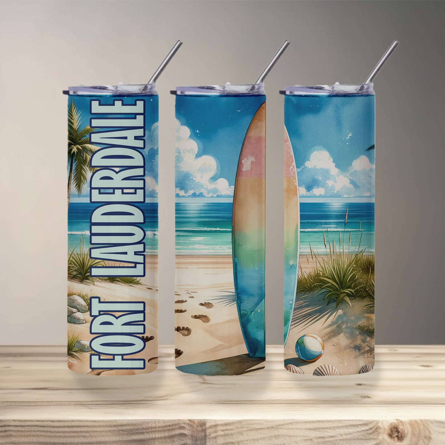 Fort Lauderdale Surfboard Skinny Tumbler