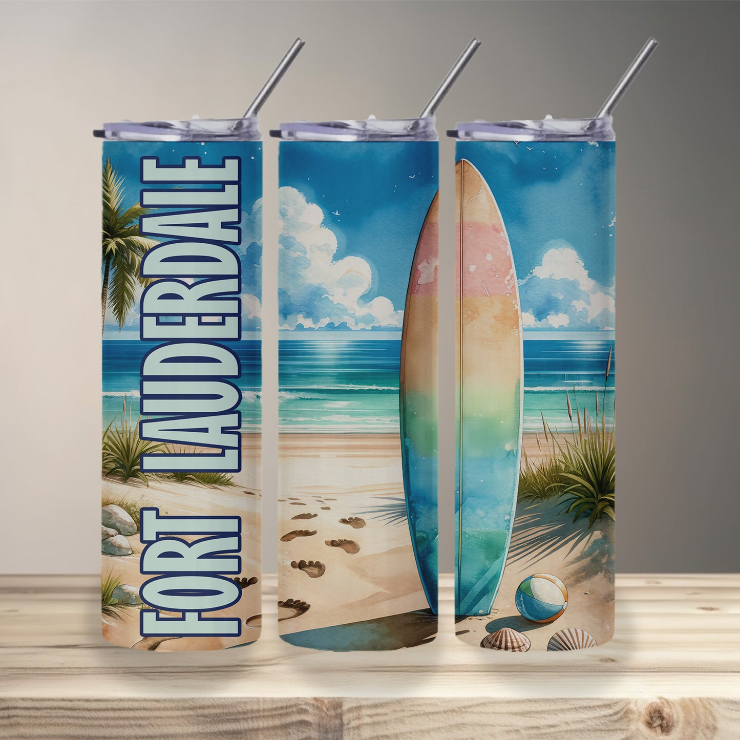 Fort Lauderdale Surfboard Skinny Tumbler