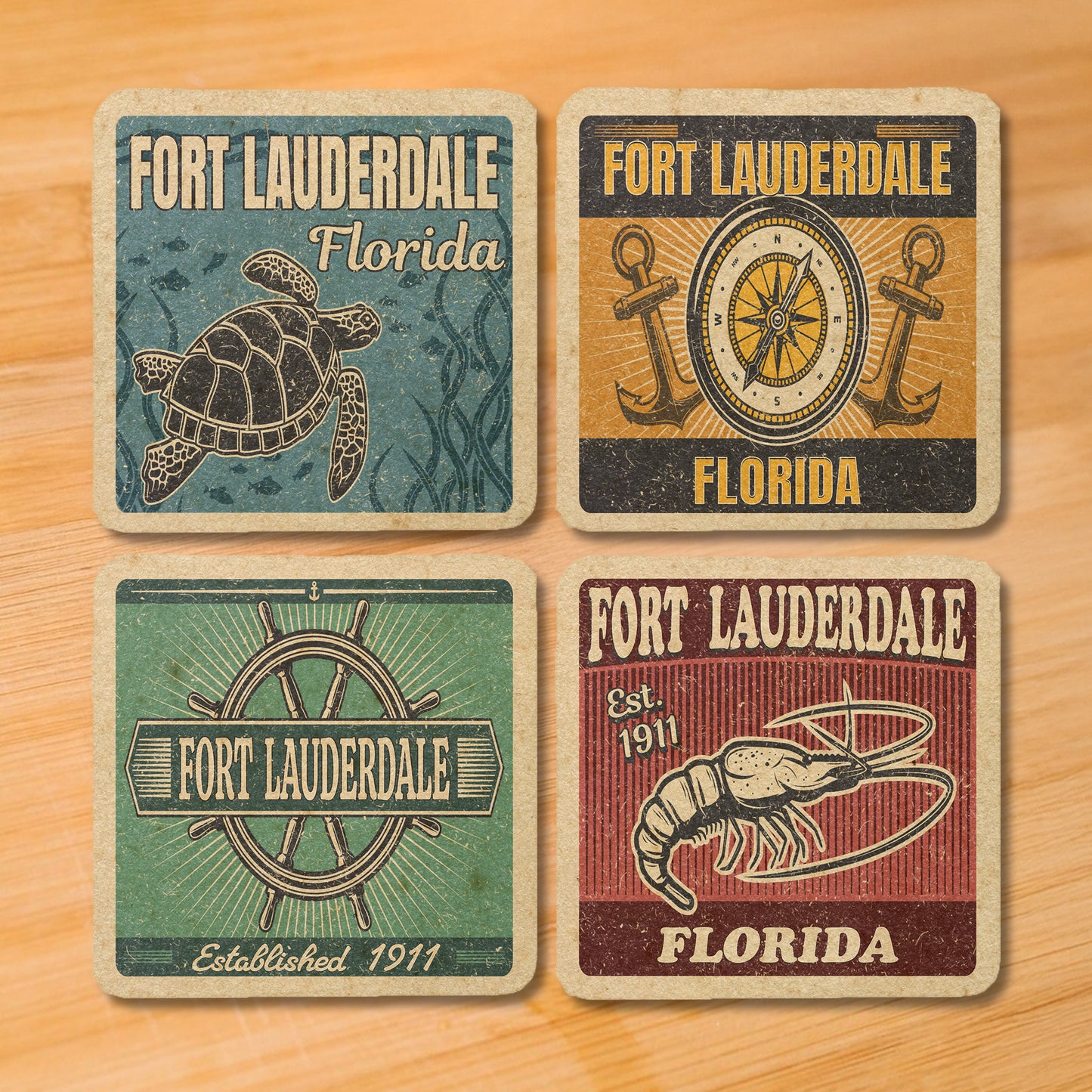 Fort Lauderdale Vintage Coaster Set