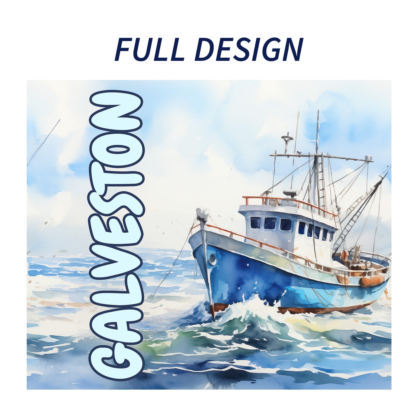 Galveston Fishing Boat Skinny Tumbler