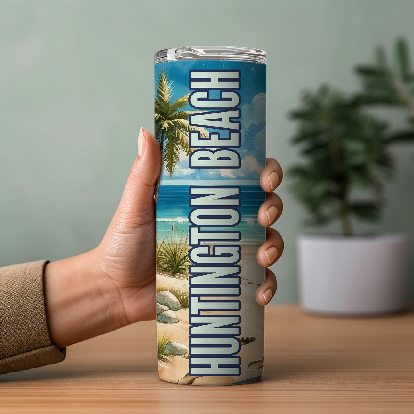 Huntington Beach Surfboard Skinny Tumbler