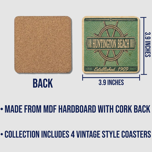 Huntington Beach Vintage Coaster Set
