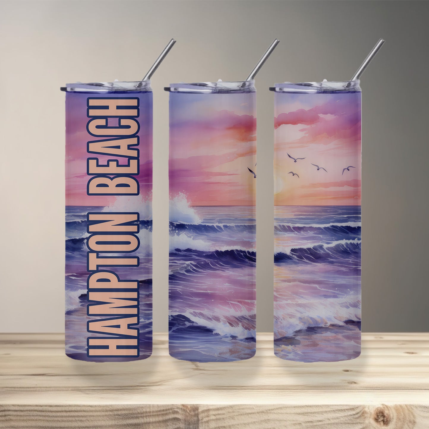 Hampton Beach Shoreline Skinny Tumbler