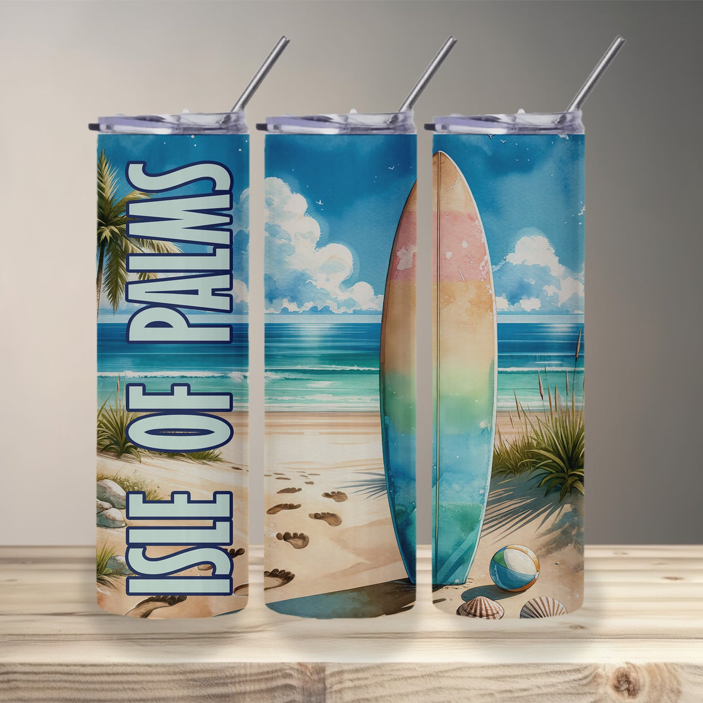 Isle of Palms Surfboard Skinny Tumbler