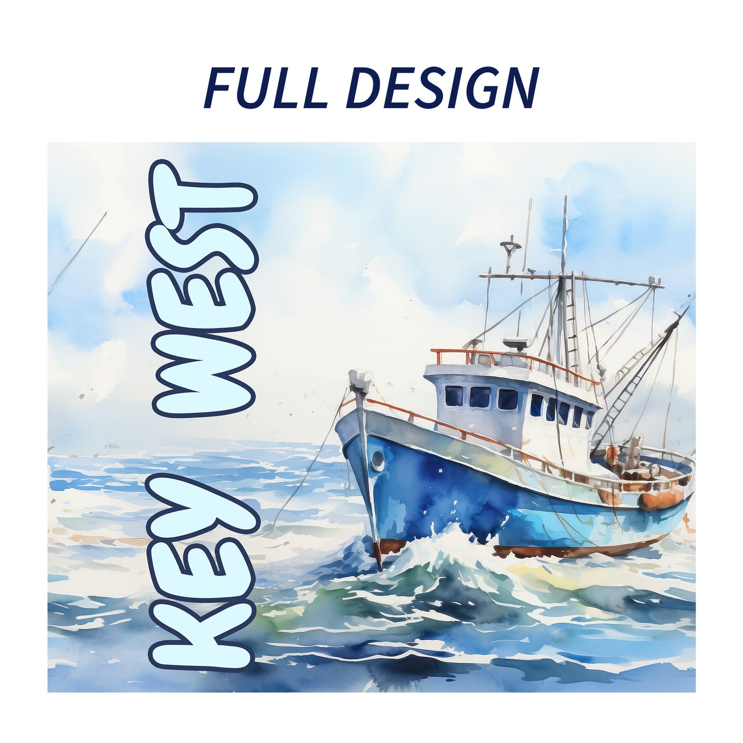 Key West Fishing Boat Skinny Tumbler