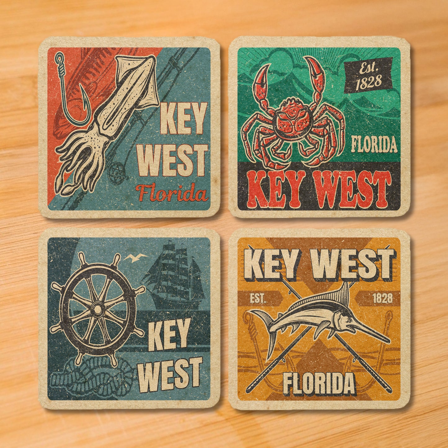 Key West Vintage Coaster Set