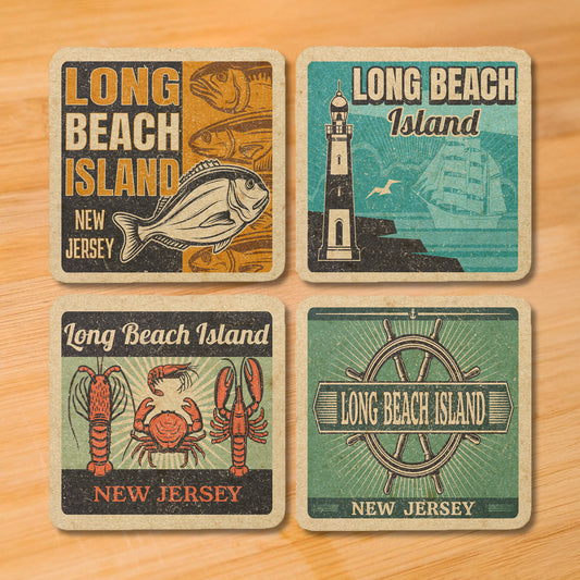 Long Beach Island Vintage Coaster Set