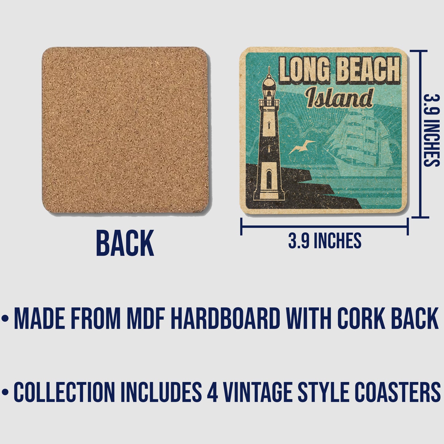 Long Beach Island Vintage Coaster Set