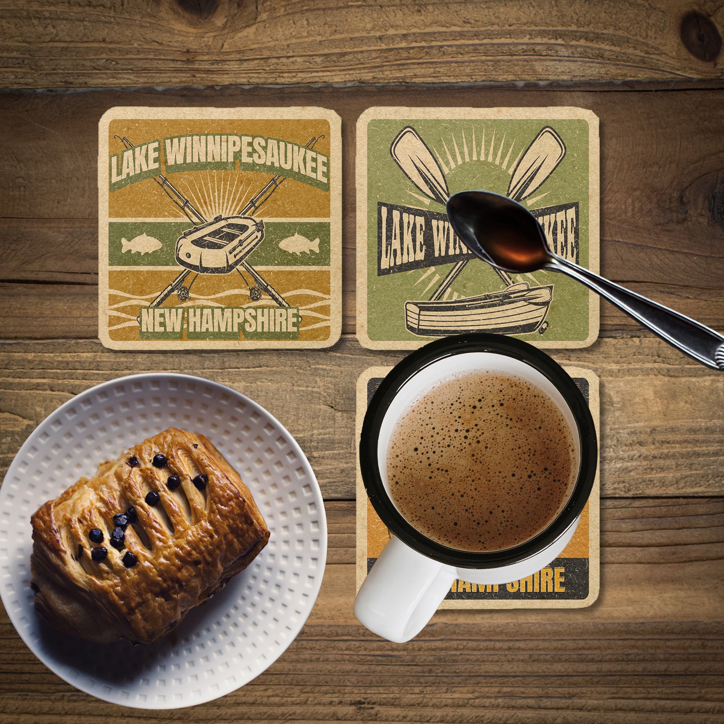 Lake Winnipesaukee Vintage Coaster Set