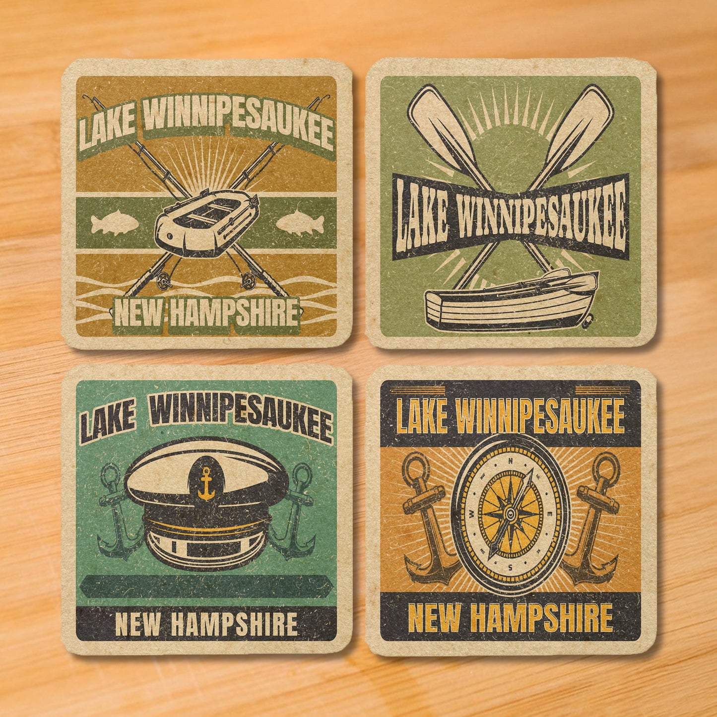 Lake Winnipesaukee Vintage Coaster Set