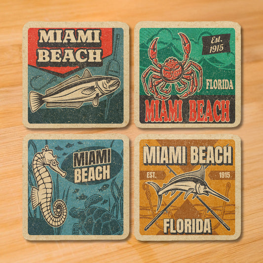 Miami Beach Vintage Coaster Set