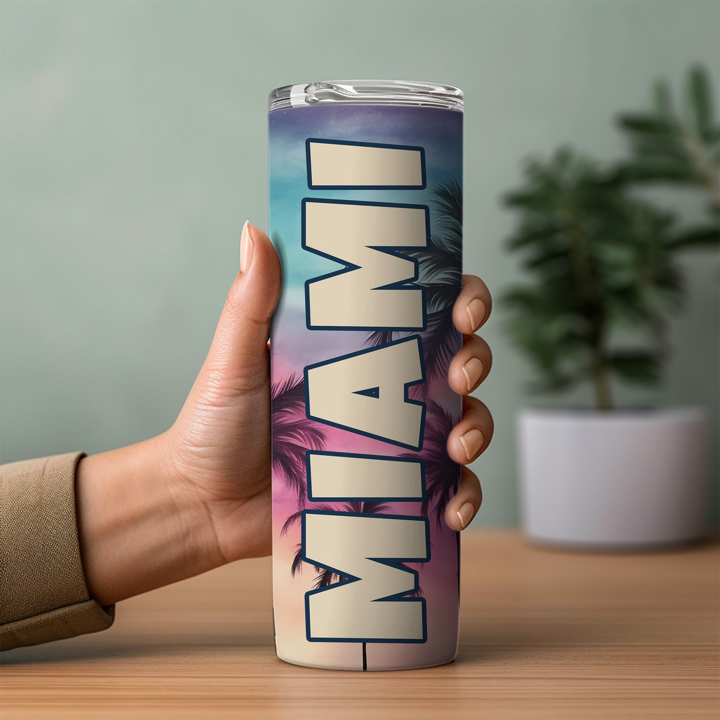 Miami Beach Sunset Skinny Tumbler