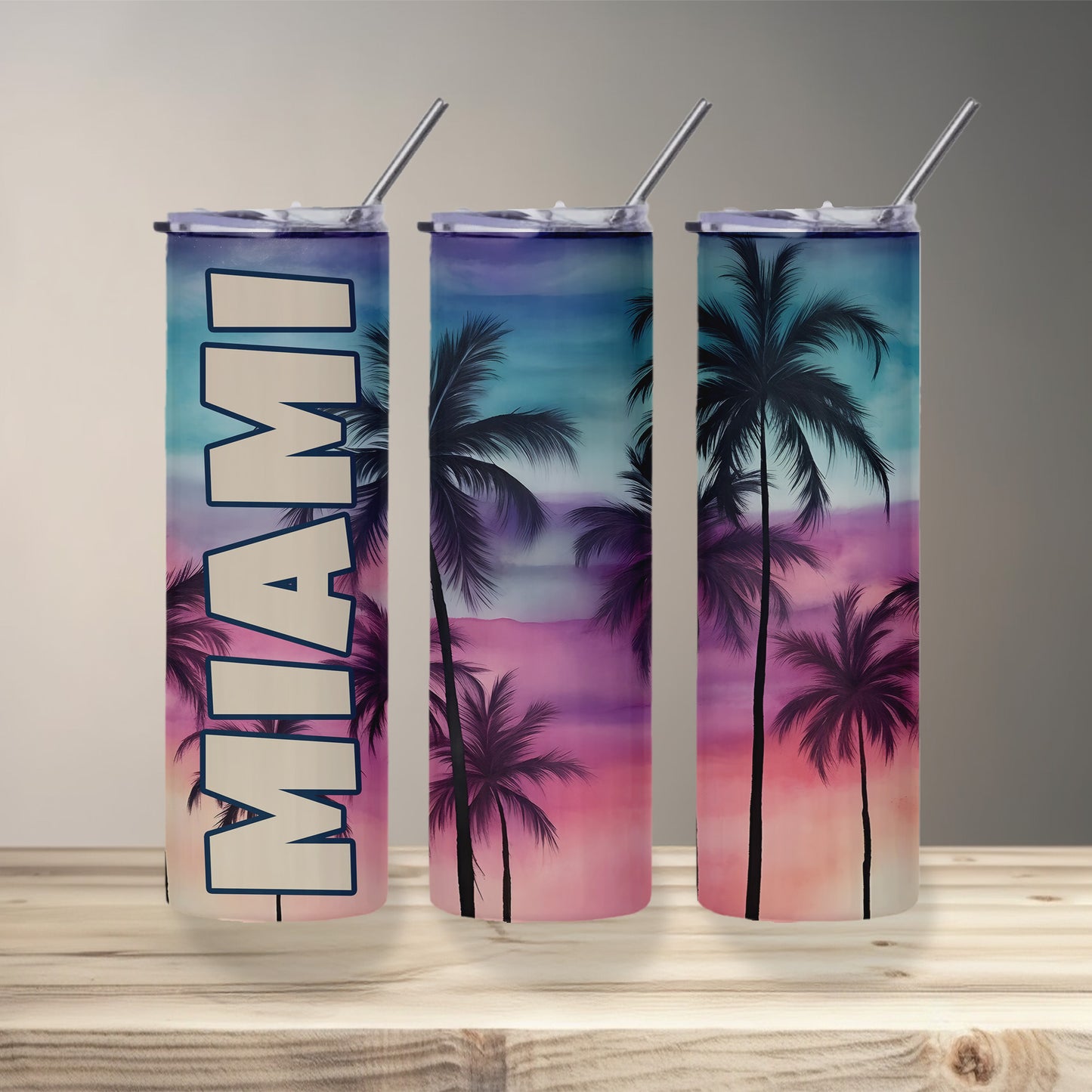 Miami Beach Sunset Skinny Tumbler