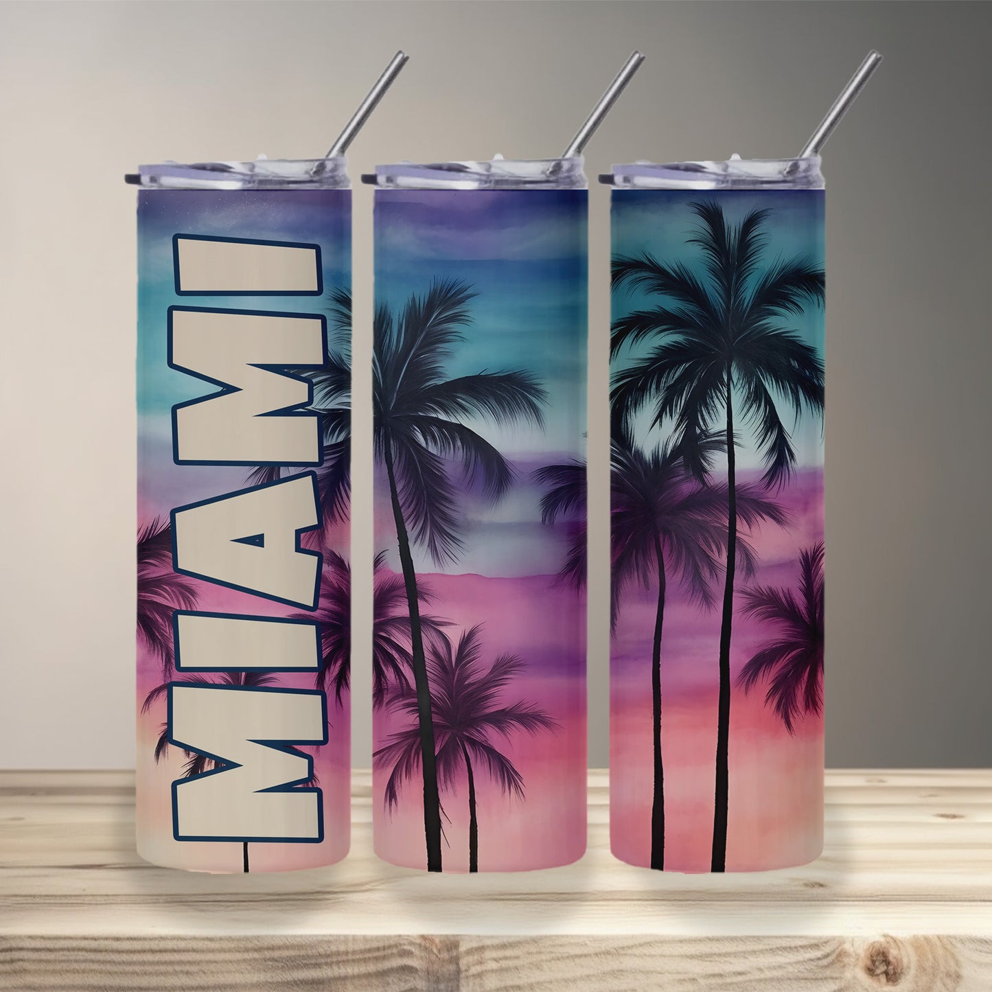 Miami Beach Sunset Skinny Tumbler